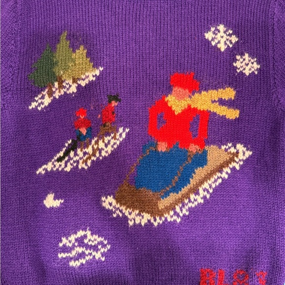 🔥Ralph Lauren Iconic Vintage Purple Turtleneck Sweater with Winter Scene🔥 - Picture 5 of 7